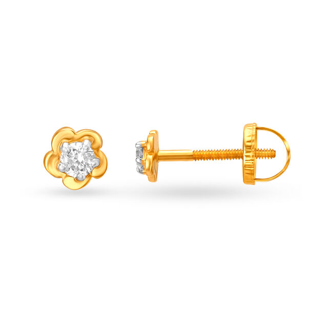 Traditional Floral Small Diamond Stud Earrings 2