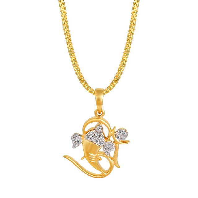 Sublime 18 Karat Yellow Gold And Diamond Ganesha Pendant,,hi-res