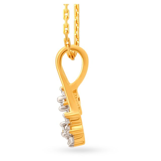 Enrapturing 18 Karat Yellow Gold And Diamond Floral Pendant,,hi-res