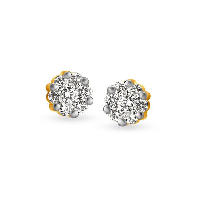 Luxurious Diamond Solitaire Look Stud Earrings 