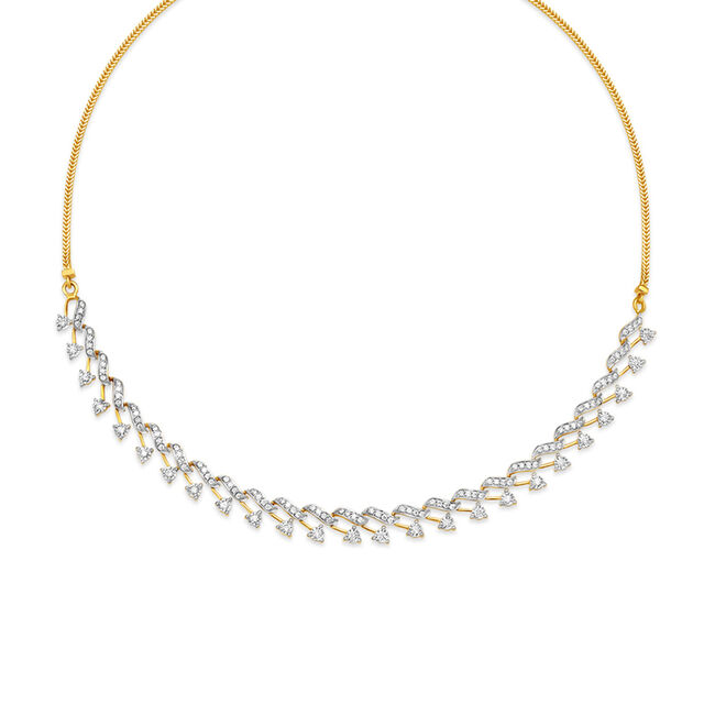 Elegant Dainty Diamond Adorned Gold Necklace Set 2