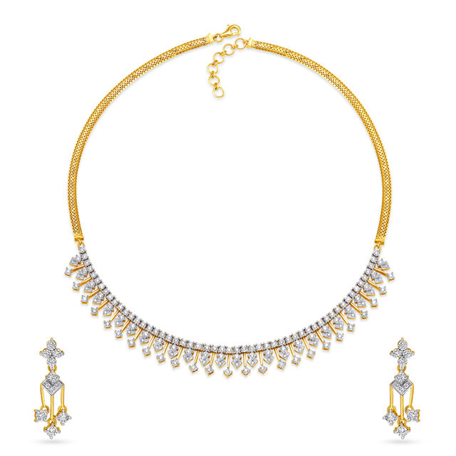 Mesmerizing Diamond Embellished Traditional Necklace Set 