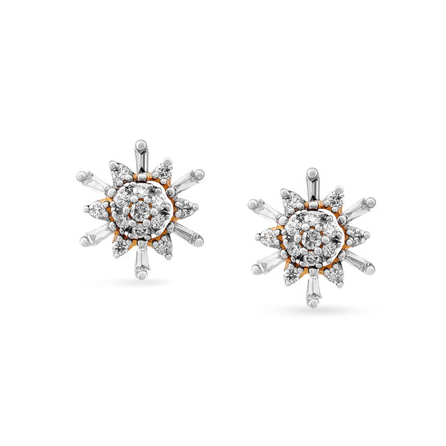 Radiant Sun 7 Stone Diamond Stud Earrings 