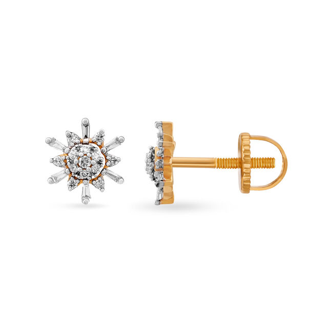 Radiant Sun 7 Stone Diamond Stud Earrings 2