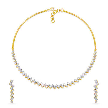 Divine Yellow Gold and Diamond Necklace Set