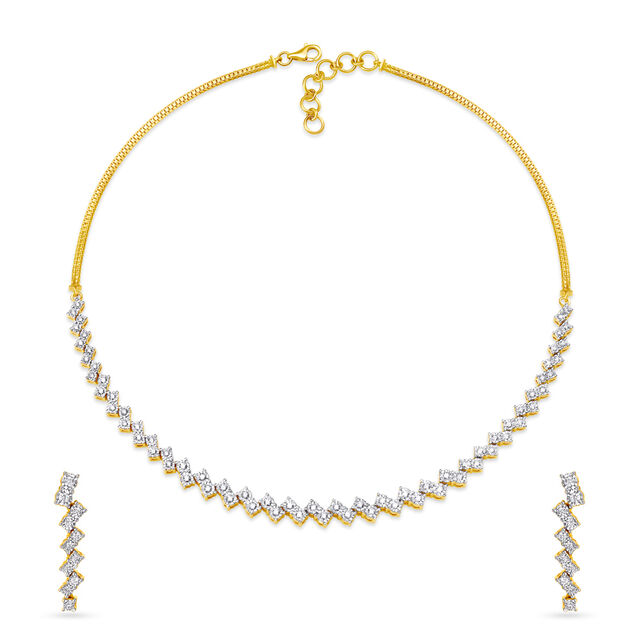 Divine Yellow Gold and Diamond Necklace Set 