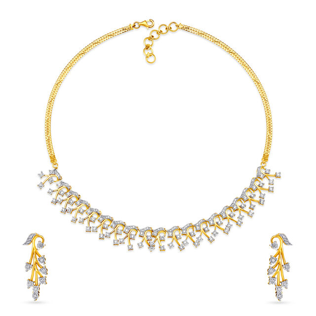 Glamorous Yellow Gold And Diamond Corsage Necklace Set,,hi-res 