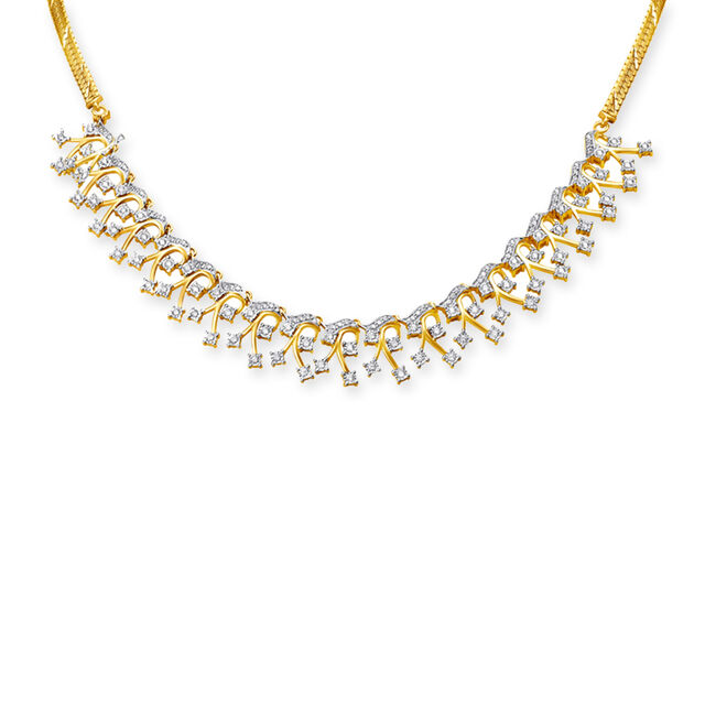 Glamorous Yellow Gold And Diamond Corsage Necklace Set,,hi-res 2