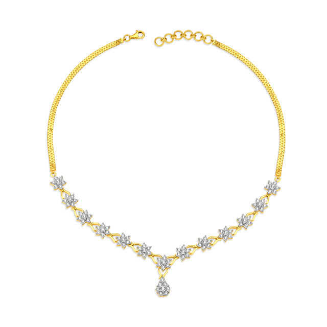 Deluxe Floral Pattern Diamond Necklace,,hi-res 