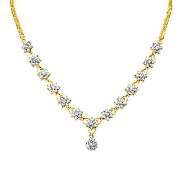 Deluxe Floral Pattern Diamond Necklace,,hi-res 2