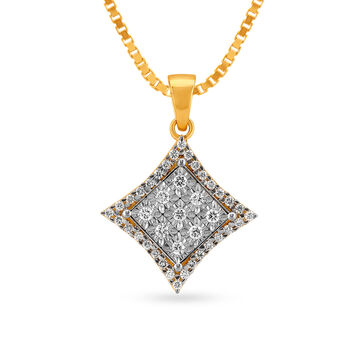 Kite Shaped Gold and Diamond Solitaire Look Pendant