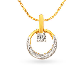 Splendid Geometric Pattern Gold and Diamond Pendant