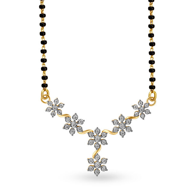 Beautiful 18 Karat Yellow Gold And Diamond Floral Mangalsutra Pendant,,hi-res 