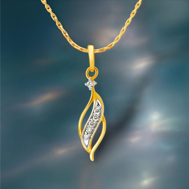 Arresting Leaf Motif Diamond Pendant,,hi-res 