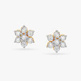 Traditional Floral Gold and Diamond Stud Earrings,,hi-res 