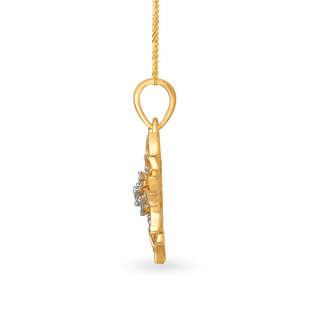 Slender Striking Gold and Diamond Floral Pendant,,hi-res 4