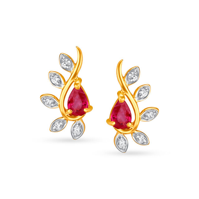 Contemporary Diamond and Coloured Stone Stud Earrings 