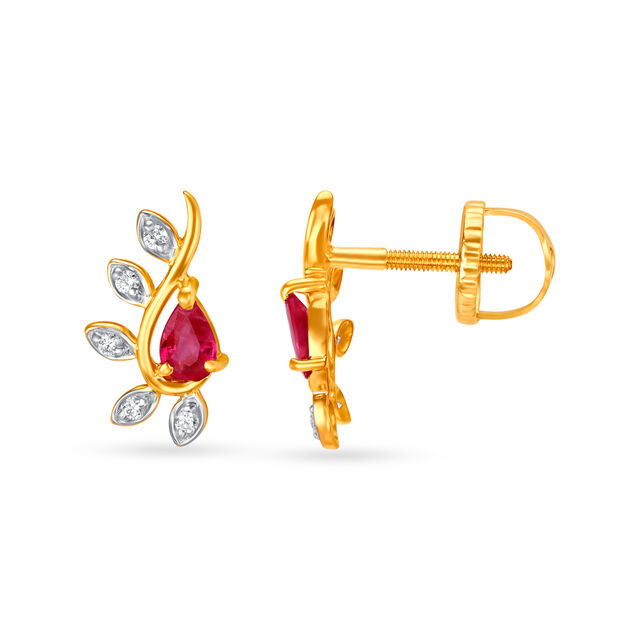 Contemporary Diamond and Coloured Stone Stud Earrings 2