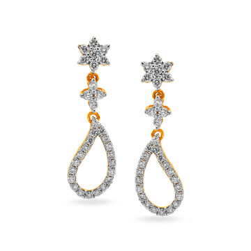 Tanishq Traditional Enchanting Diamond Drop Earrings in 18K Yellow Gold for Women