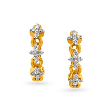 Chic Floral Diamond Hoop Bali Earrings