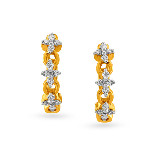 Chic Floral Diamond Hoop Bali Earrings 
