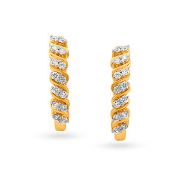 Contemporary Diamond Hoop Earrings