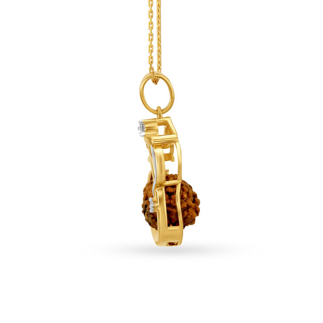 Religious Om and Rudraksh Gold and Diamond Pendant,,hi-res 2