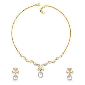 Floral Teardrop Diamond Necklace Set