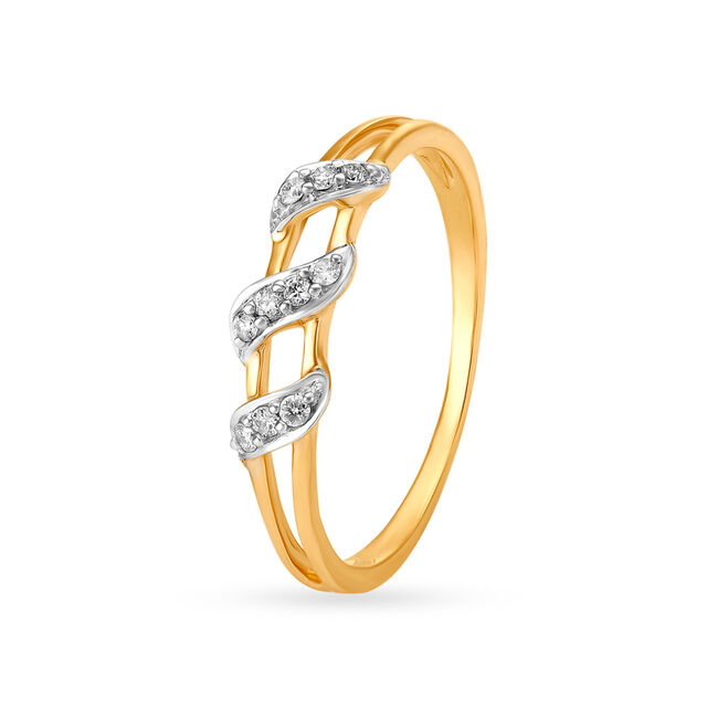 Leaf Pattern Contemporary Diamond Finger Ring 