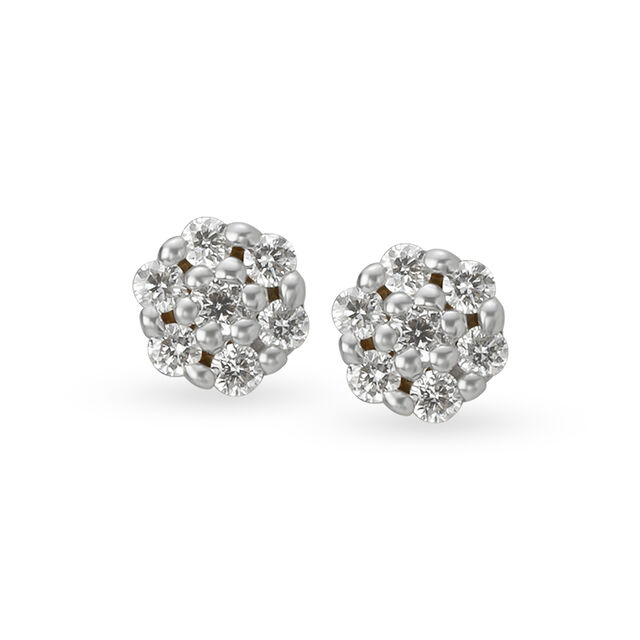 Floral Cluster Diamond Stud Earrings 