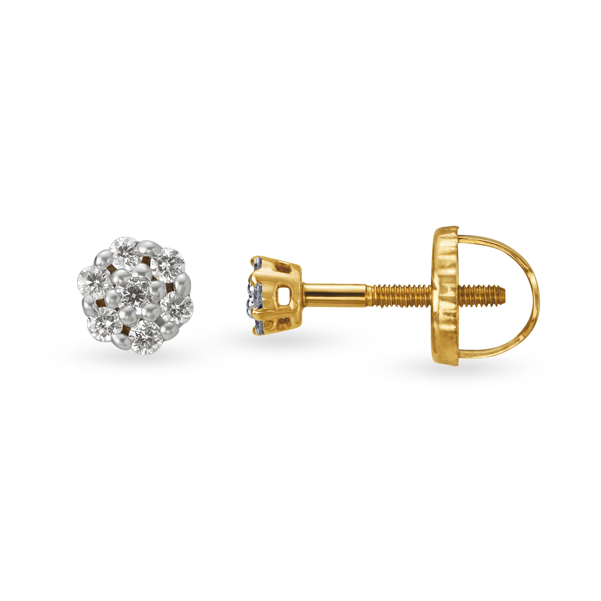 Buy Floral Cluster Diamond Stud Earrings at Best Price Tanishq UAE