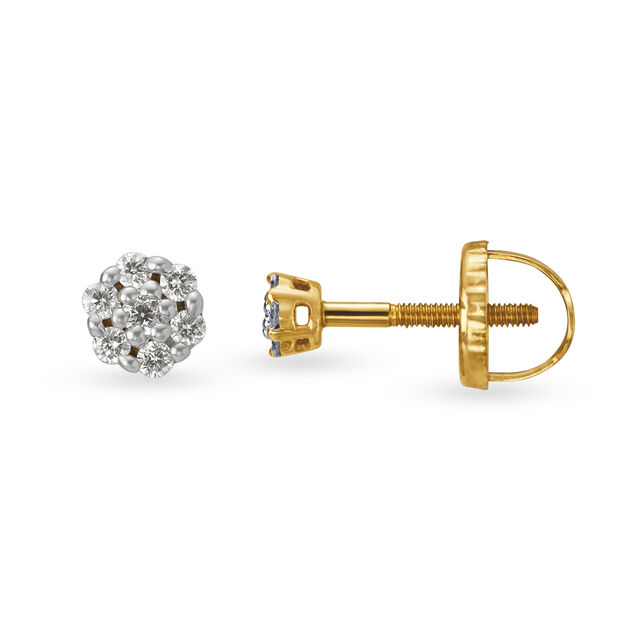 Floral Cluster Diamond Stud Earrings 2