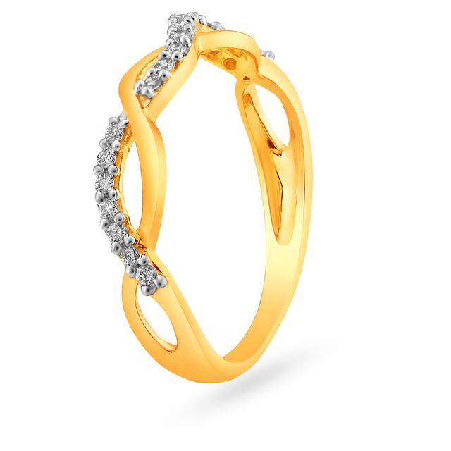Enchanting 18 Karat Yellow Gold And Diamond Intertwine Ring 