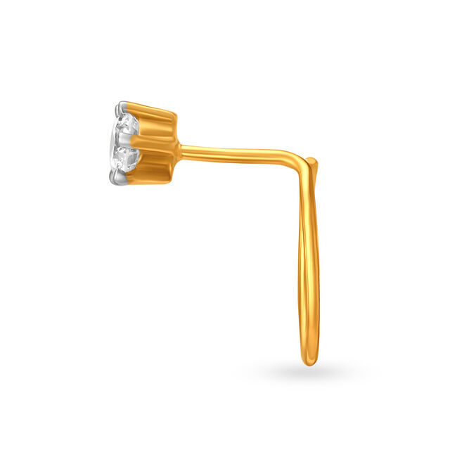 Glistening Gold and Diamond Nose Pin,,hi-res
