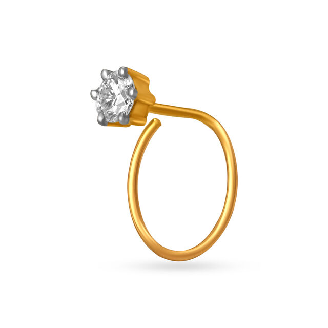 Glistening Gold and Diamond Nose Pin,,hi-res
