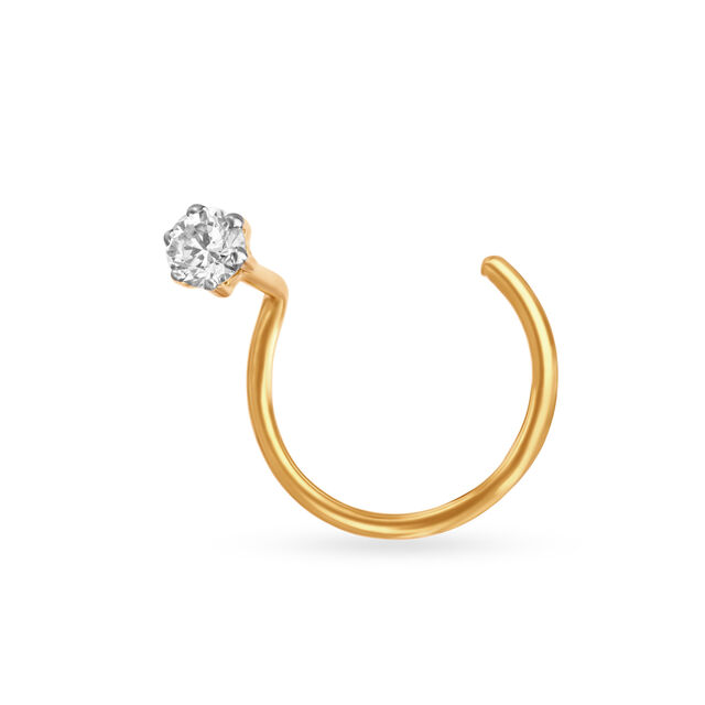 Stately Bold Gold and Diamond Nose Pin 