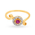 Luxurious 18 Karat Yellow Gold And Ruby Curlicue Finger Ring,,hi-res 2