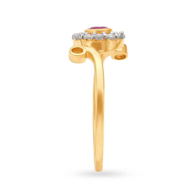 Luxurious 18 Karat Yellow Gold And Ruby Curlicue Finger Ring,,hi-res 3