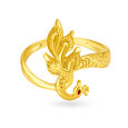 Ethereal Yellow Gold Peacock Finger Ring 2