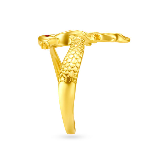 Ethereal Yellow Gold Peacock Finger Ring 3