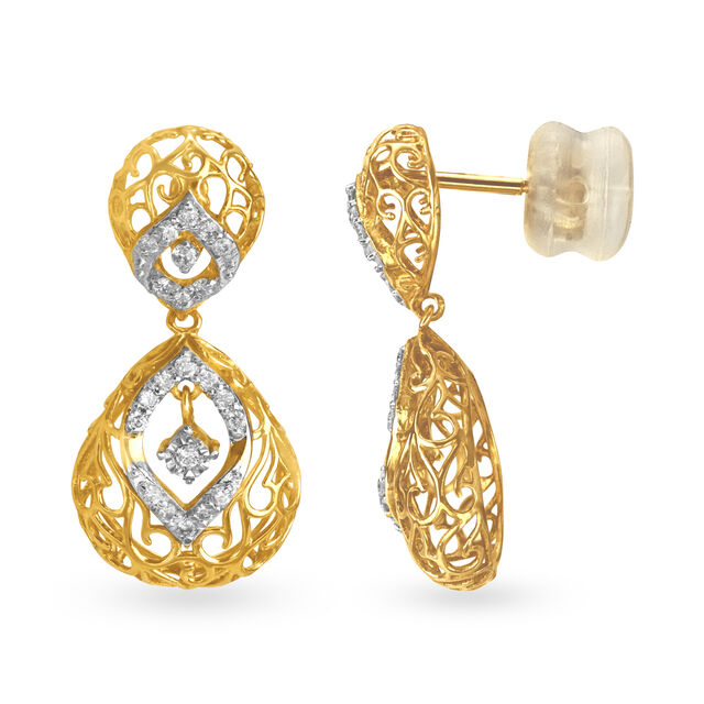 Contemporary Diamond White and Rose Gold Drop Earrings 2