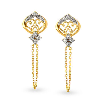 Fancy Diamonds Yellow and White Gold Drop Earrings