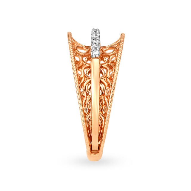 Timeless 18 Karat Rose Gold And Diamond Mesh Patterned Finger Ring,,hi-res 3