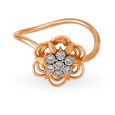 Floral 18 Karat White And Rose Gold Ring With Diamond Studs 2