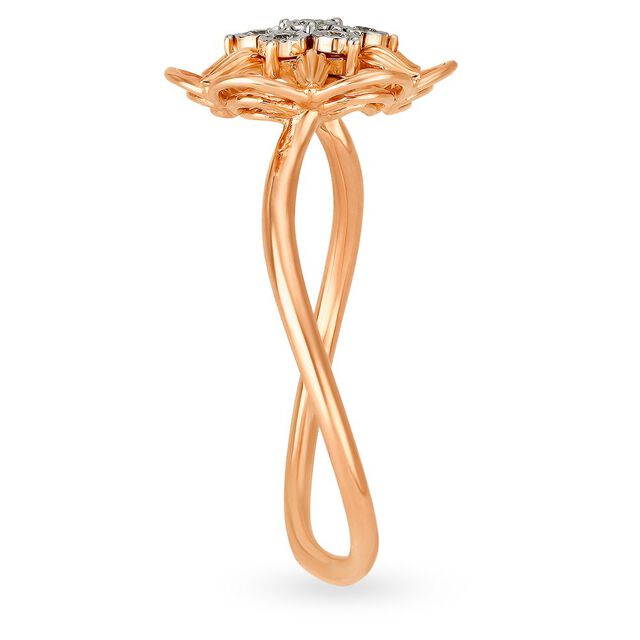 Floral 18 Karat White And Rose Gold Ring With Diamond Studs 3