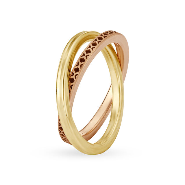 Modish 18 Karat Yellow And Rose Gold Interlock Ring,,hi-res 