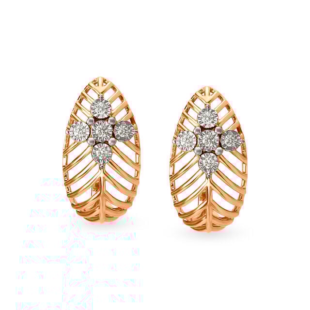 Chic White and Rose Gold Diamond Hoop Earrings,,hi-res 