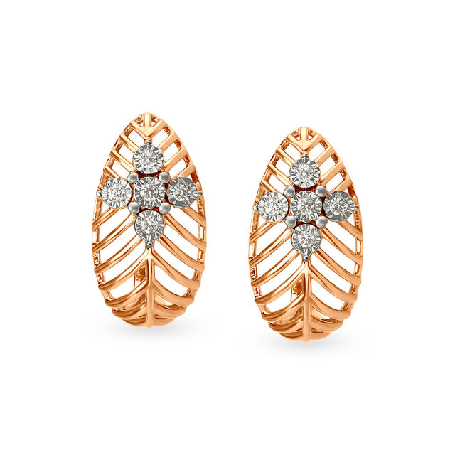 Sublime Traditional Diamond Hoop Earrings in White and Rose Gold 