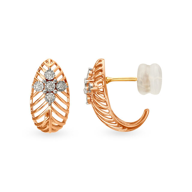 Sublime Traditional Diamond Hoop Earrings in White and Rose Gold 2