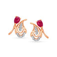 Fancy Paisley Hoop Earrings with Rubies 